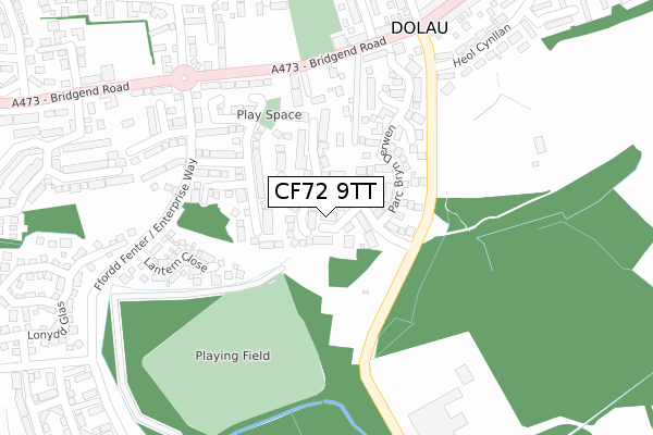 CF72 9TT map - large scale - OS Open Zoomstack (Ordnance Survey)