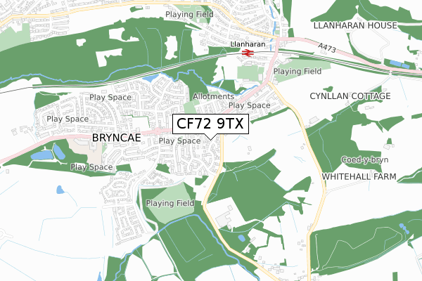 CF72 9TX map - small scale - OS Open Zoomstack (Ordnance Survey)