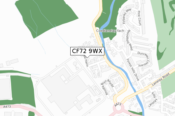 CF72 9WX map - large scale - OS Open Zoomstack (Ordnance Survey)