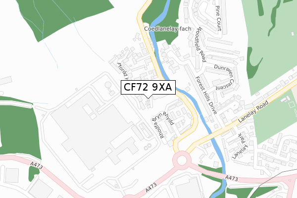 CF72 9XA map - large scale - OS Open Zoomstack (Ordnance Survey)