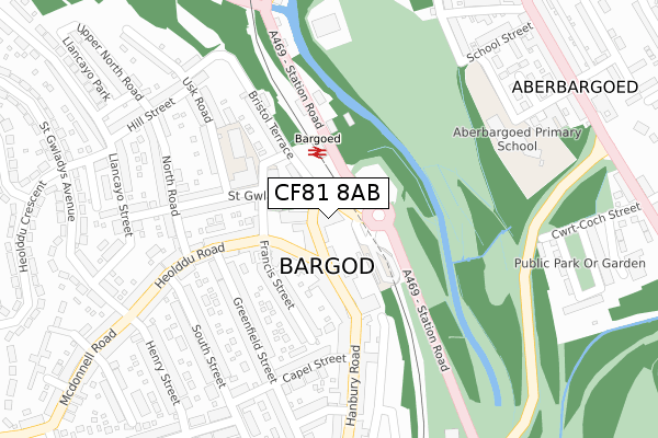 CF81 8AB map - large scale - OS Open Zoomstack (Ordnance Survey)