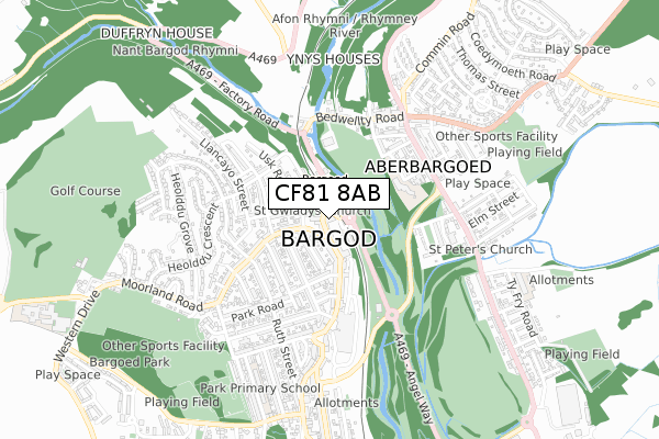 CF81 8AB map - small scale - OS Open Zoomstack (Ordnance Survey)