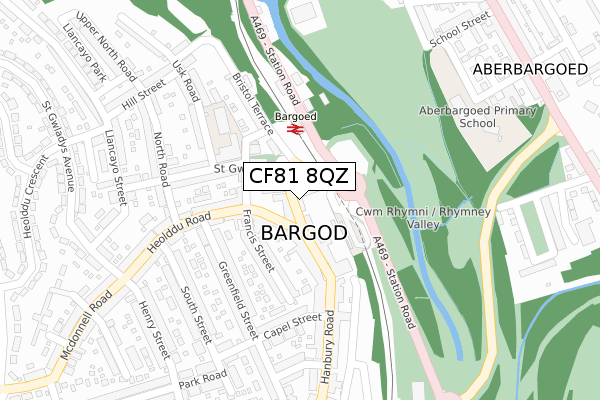 CF81 8QZ map - large scale - OS Open Zoomstack (Ordnance Survey)