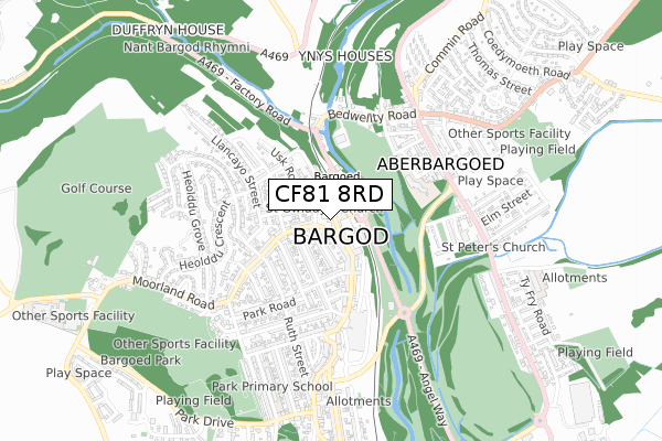 CF81 8RD map - small scale - OS Open Zoomstack (Ordnance Survey)