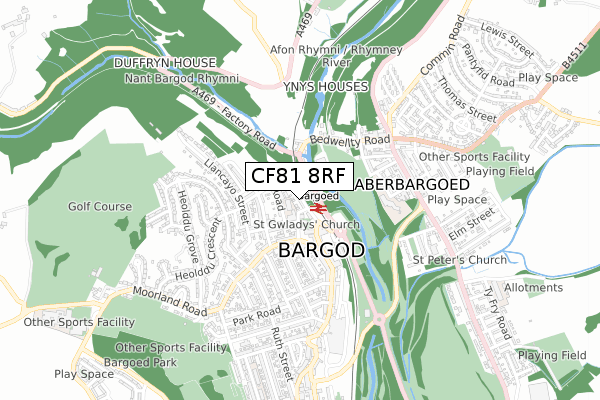 CF81 8RF map - small scale - OS Open Zoomstack (Ordnance Survey)