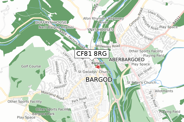 CF81 8RG map - small scale - OS Open Zoomstack (Ordnance Survey)