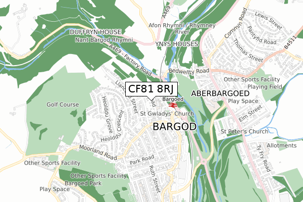 CF81 8RJ map - small scale - OS Open Zoomstack (Ordnance Survey)