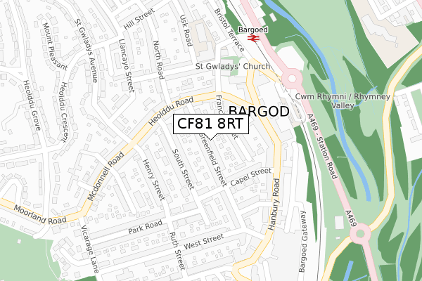 CF81 8RT map - large scale - OS Open Zoomstack (Ordnance Survey)