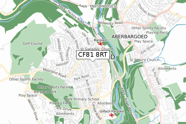 CF81 8RT map - small scale - OS Open Zoomstack (Ordnance Survey)