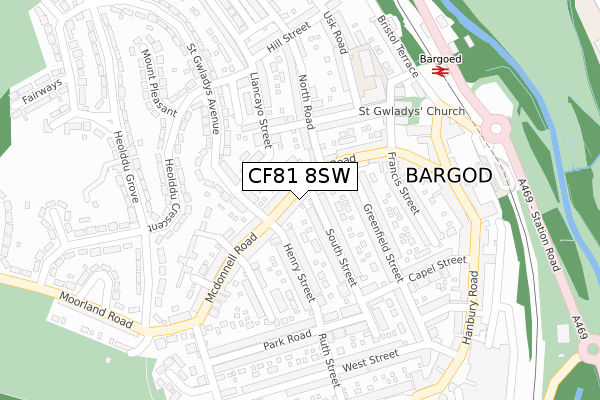 CF81 8SW map - large scale - OS Open Zoomstack (Ordnance Survey)