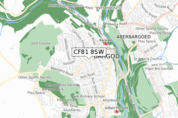 CF81 8SW map - small scale - OS Open Zoomstack (Ordnance Survey)