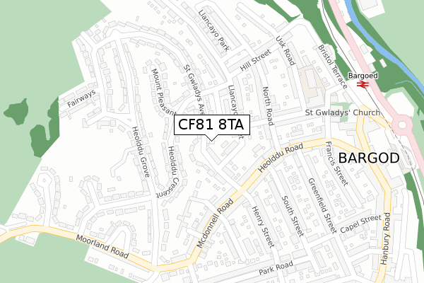 CF81 8TA map - large scale - OS Open Zoomstack (Ordnance Survey)
