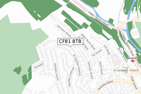 CF81 8TB map - large scale - OS Open Zoomstack (Ordnance Survey)