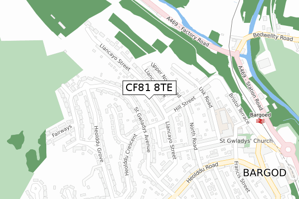 CF81 8TE map - large scale - OS Open Zoomstack (Ordnance Survey)
