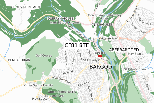 CF81 8TE map - small scale - OS Open Zoomstack (Ordnance Survey)