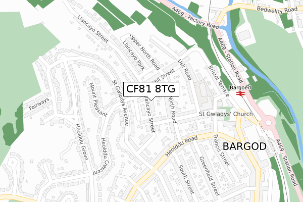 CF81 8TG map - large scale - OS Open Zoomstack (Ordnance Survey)