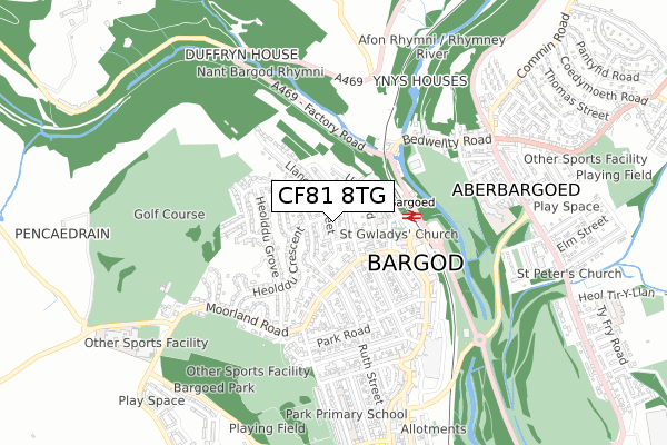 CF81 8TG map - small scale - OS Open Zoomstack (Ordnance Survey)