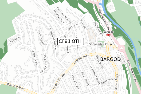 CF81 8TH map - large scale - OS Open Zoomstack (Ordnance Survey)