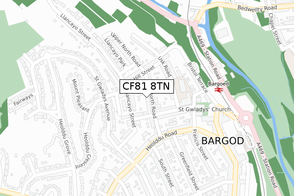 CF81 8TN map - large scale - OS Open Zoomstack (Ordnance Survey)