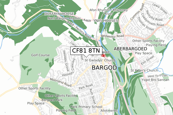 CF81 8TN map - small scale - OS Open Zoomstack (Ordnance Survey)