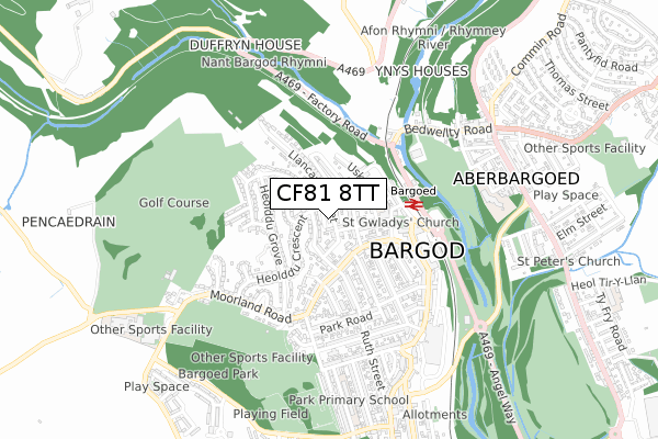 CF81 8TT map - small scale - OS Open Zoomstack (Ordnance Survey)