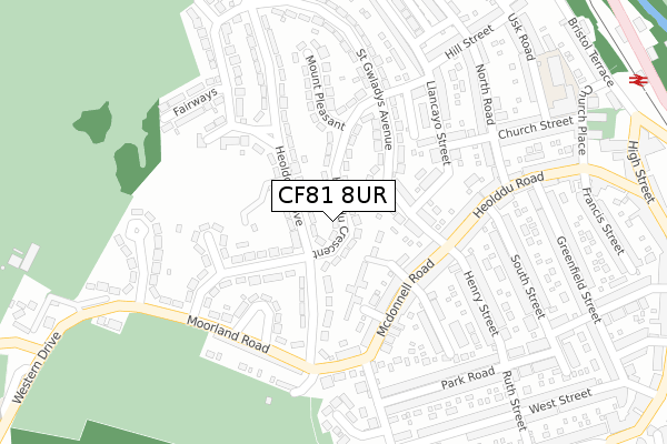 CF81 8UR map - large scale - OS Open Zoomstack (Ordnance Survey)