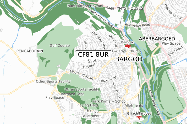 CF81 8UR map - small scale - OS Open Zoomstack (Ordnance Survey)