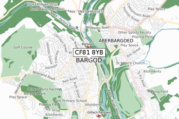 CF81 8YB map - small scale - OS Open Zoomstack (Ordnance Survey)