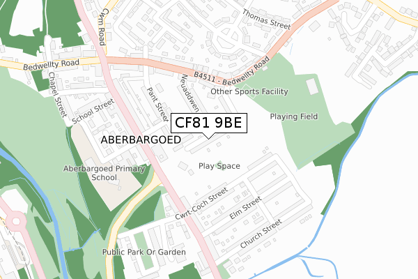 CF81 9BE map - large scale - OS Open Zoomstack (Ordnance Survey)