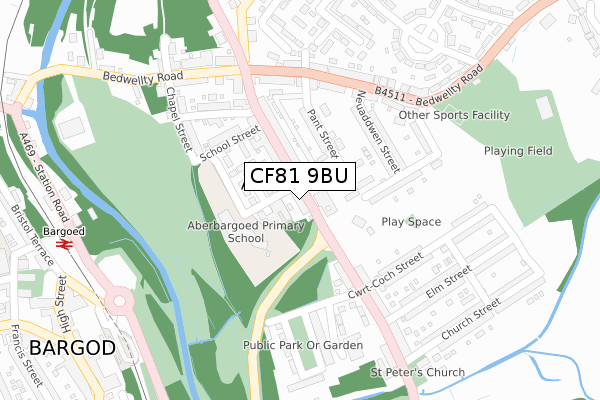 CF81 9BU map - large scale - OS Open Zoomstack (Ordnance Survey)