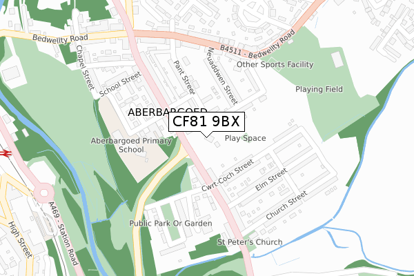 CF81 9BX map - large scale - OS Open Zoomstack (Ordnance Survey)