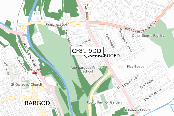 CF81 9DD map - large scale - OS Open Zoomstack (Ordnance Survey)