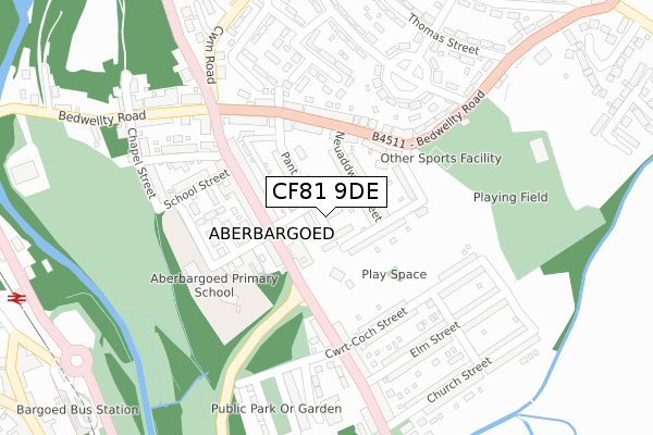 CF81 9DE map - large scale - OS Open Zoomstack (Ordnance Survey)