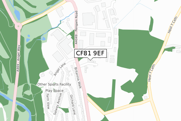 CF81 9EF map - large scale - OS Open Zoomstack (Ordnance Survey)