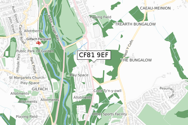 CF81 9EF map - small scale - OS Open Zoomstack (Ordnance Survey)