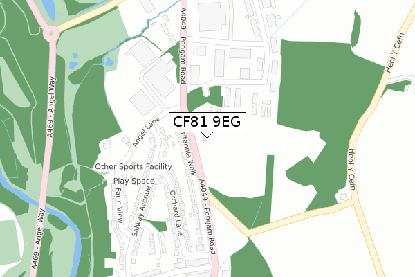 CF81 9EG map - large scale - OS Open Zoomstack (Ordnance Survey)