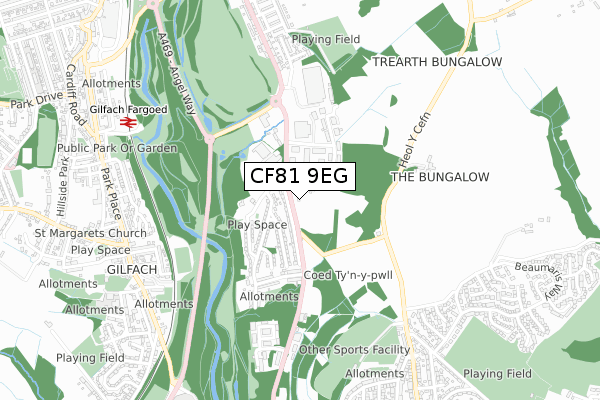 CF81 9EG map - small scale - OS Open Zoomstack (Ordnance Survey)