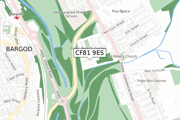 CF81 9ES map - large scale - OS Open Zoomstack (Ordnance Survey)