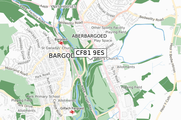 CF81 9ES map - small scale - OS Open Zoomstack (Ordnance Survey)