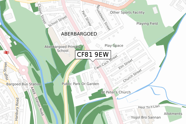 CF81 9EW map - large scale - OS Open Zoomstack (Ordnance Survey)