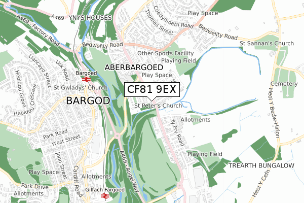 CF81 9EX map - small scale - OS Open Zoomstack (Ordnance Survey)