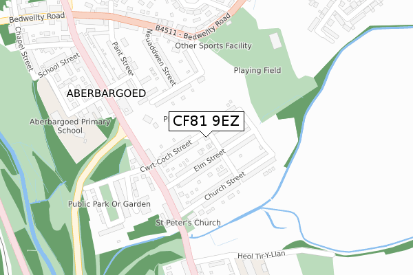 CF81 9EZ map - large scale - OS Open Zoomstack (Ordnance Survey)