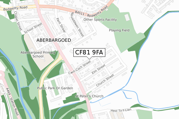 CF81 9FA map - large scale - OS Open Zoomstack (Ordnance Survey)