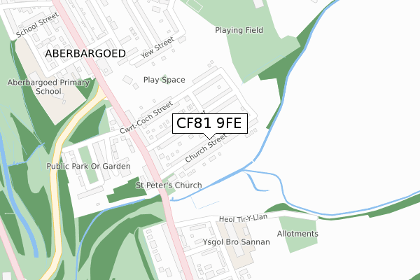 CF81 9FE map - large scale - OS Open Zoomstack (Ordnance Survey)
