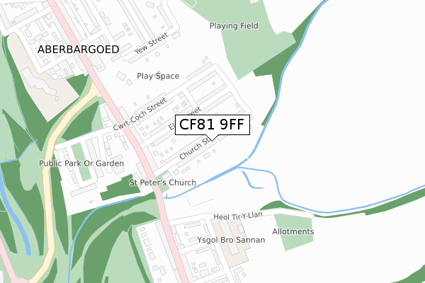 CF81 9FF map - large scale - OS Open Zoomstack (Ordnance Survey)