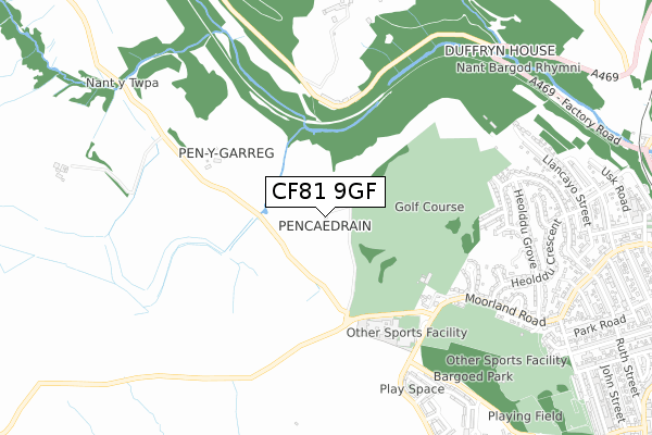 CF81 9GF map - small scale - OS Open Zoomstack (Ordnance Survey)
