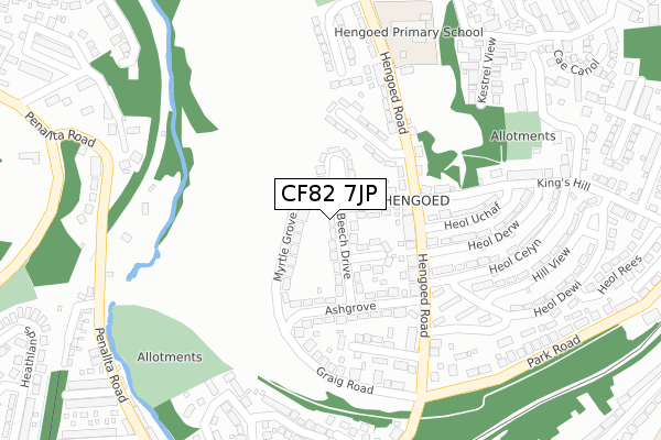 CF82 7JP map - large scale - OS Open Zoomstack (Ordnance Survey)