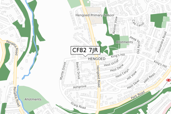CF82 7JR map - large scale - OS Open Zoomstack (Ordnance Survey)