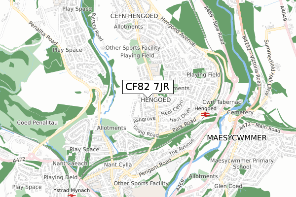 CF82 7JR map - small scale - OS Open Zoomstack (Ordnance Survey)