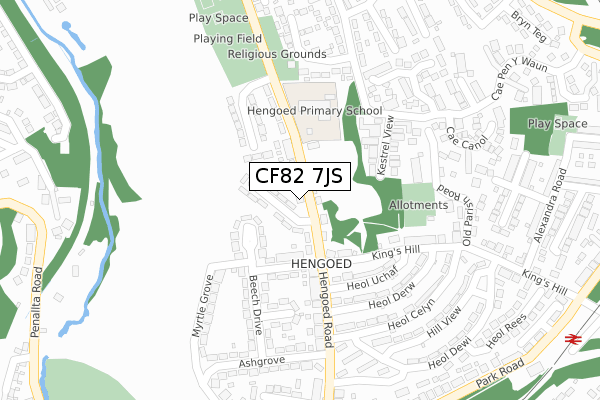CF82 7JS map - large scale - OS Open Zoomstack (Ordnance Survey)